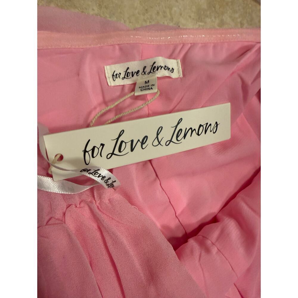 NEW- NWT For Love & Lemons Bailey Mini Dress Pink Ruched Strapless Size M - Picture 6 of 7